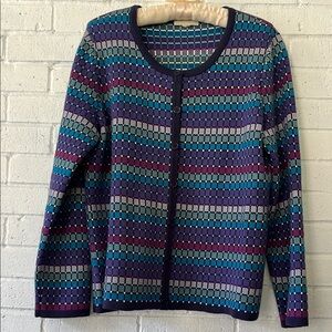 Appleseed's Cozy Multicolored Long Sleeve Cardigan Sweater Knit Scoop Neck Layer